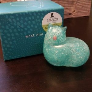 NWT West Elm glass cat paperweight